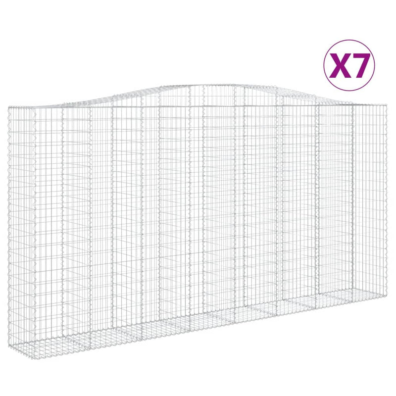 vidaXL 7 db íves horganyzott vas gabion kosár 400x50x200/220 cm