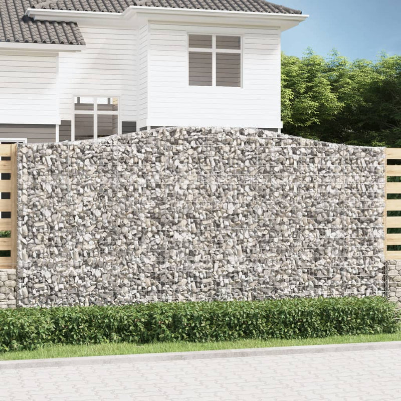 vidaXL 8 db íves horganyzott vas gabion kosár 400x50x200/220 cm