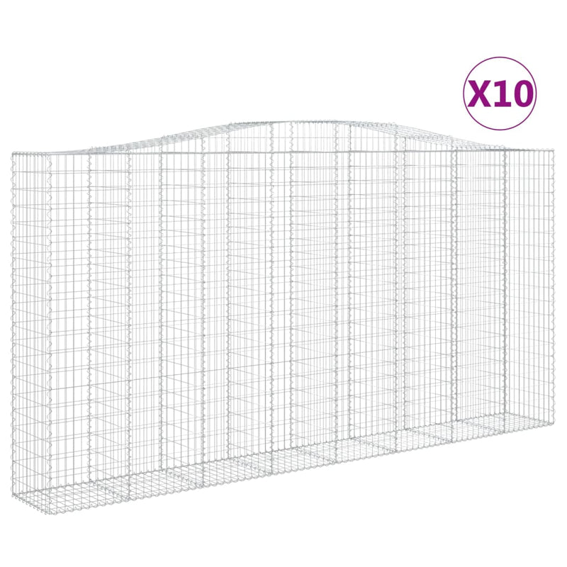 vidaXL 10 db íves horganyzott vas gabion kosár 400x50x200/220 cm