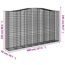 vidaXL 2 db íves horganyzott vas gabion kosár 400x50x220/240 cm