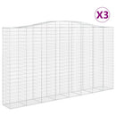 vidaXL 3 db íves horganyzott vas gabion kosár 400x50x220/240 cm