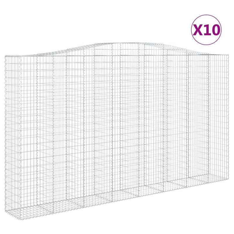 vidaXL 10 db íves horganyzott vas gabion kosár 400x50x220/240 cm