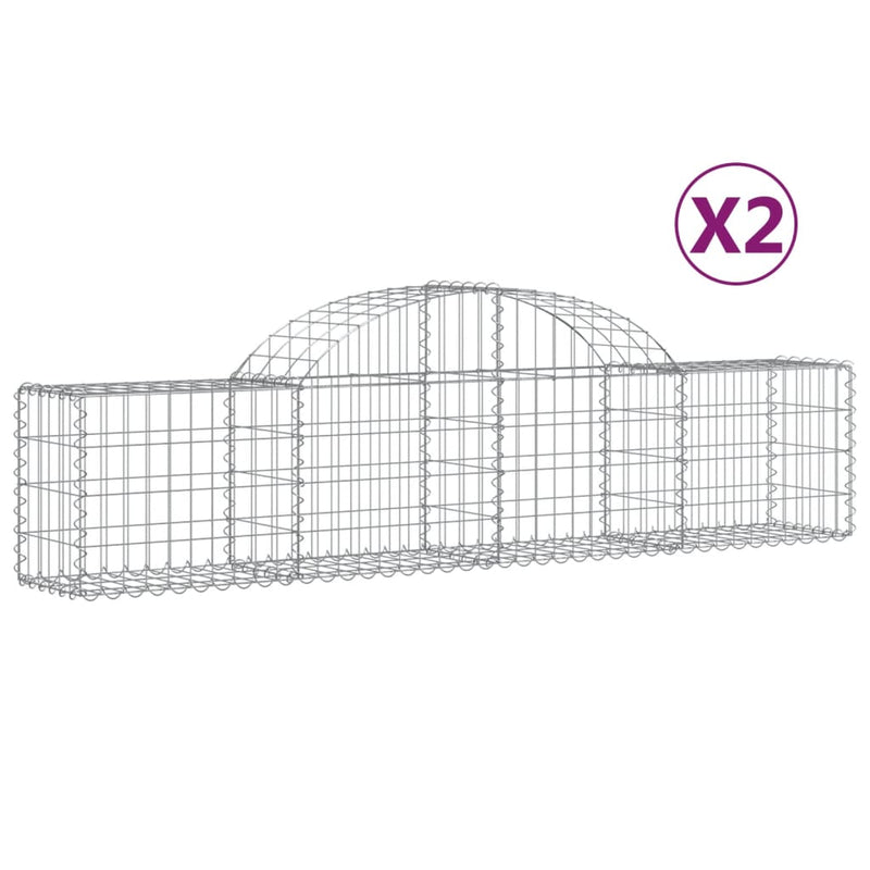 vidaXL 2 db íves horganyzott vas gabion kosár 200x30x40/60 cm