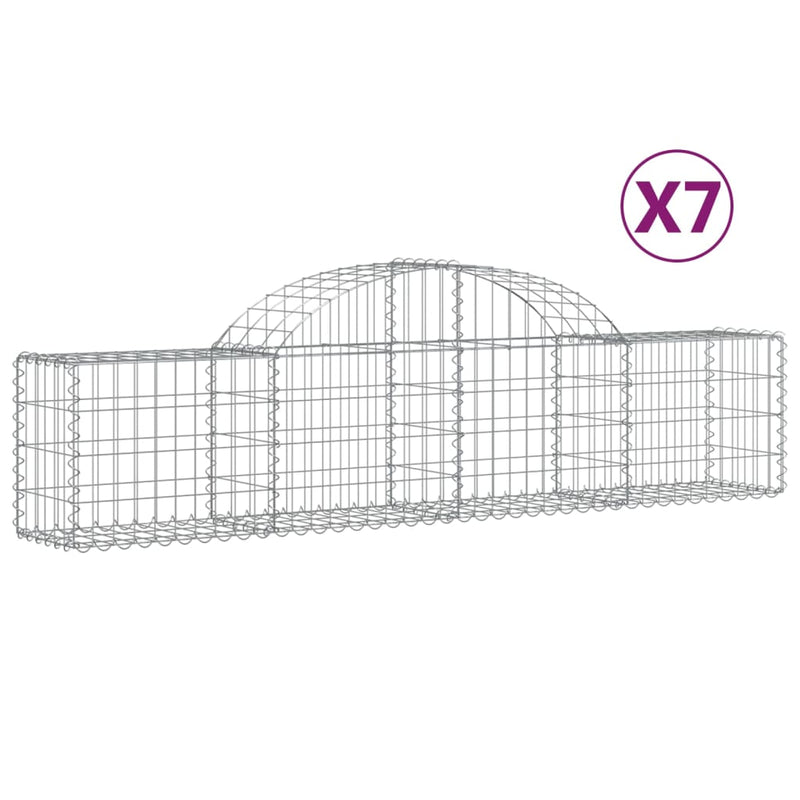 vidaXL 7 db íves horganyzott vas gabion kosár 200x30x40/60 cm