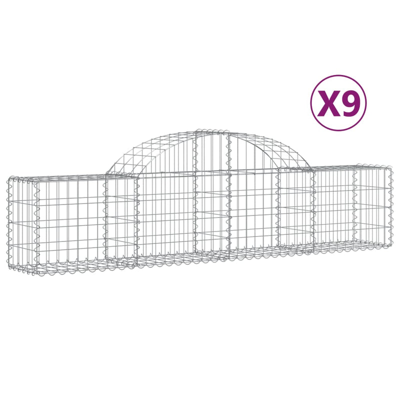 vidaXL 9 db íves horganyzott vas gabion kosár 200x30x40/60 cm