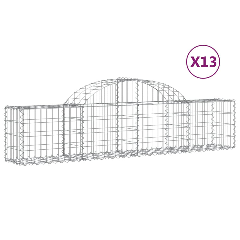 vidaXL 13 db íves horganyzott vas gabion kosár 200x30x40/60 cm