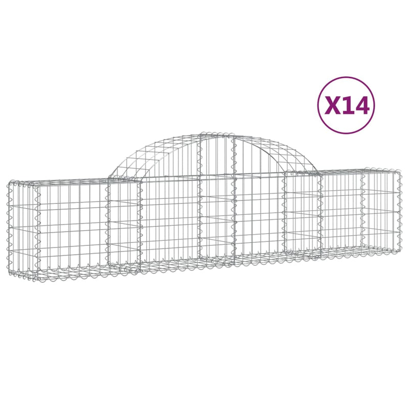 vidaXL 14 db íves horganyzott vas gabion kosár 200x30x40/60 cm