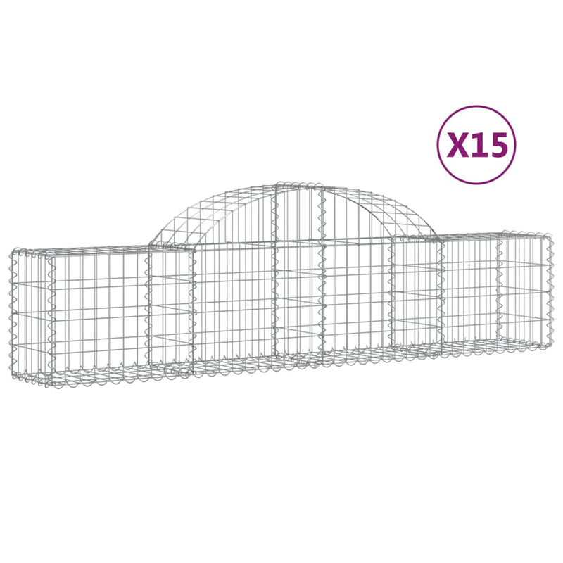 vidaXL 15 db íves horganyzott vas gabion kosár 200x30x40/60 cm