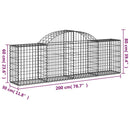 vidaXL 3 db íves horganyzott vas gabion kosár 200x30x60/80 cm