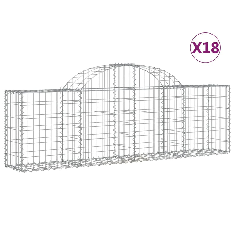 vidaXL 18 db íves horganyzott vas gabion kosár 200x30x60/80 cm