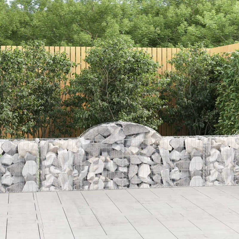 vidaXL 18 db íves horganyzott vas gabion kosár 200x30x60/80 cm