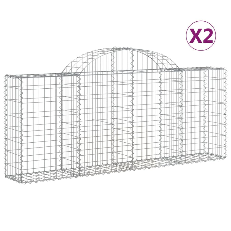 vidaXL 2 db íves horganyzott vas gabion kosár 200x30x80/100 cm
