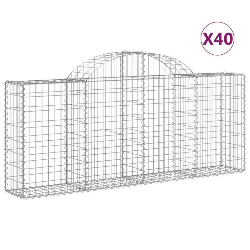 vidaXL 40 db íves horganyzott vas gabion kosár 200x30x80/100 cm