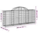 vidaXL 40 db íves horganyzott vas gabion kosár 200x30x80/100 cm