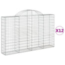 vidaXL 12 db íves horganyzott vas gabion kosár 200x30x120/140 cm