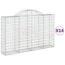 vidaXL 14 db íves horganyzott vas gabion kosár 200x30x120/140 cm