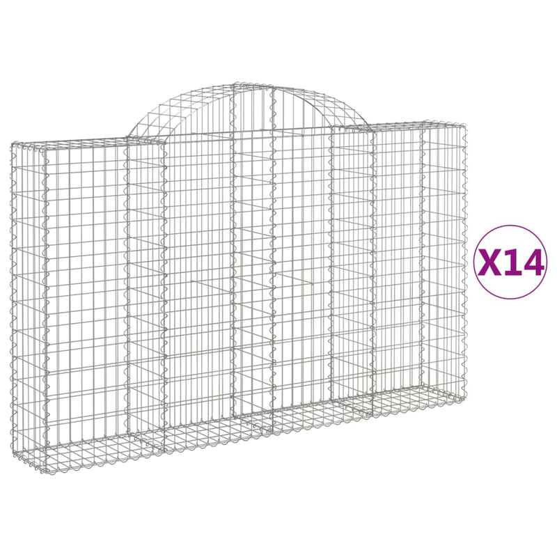 vidaXL 14 db íves horganyzott vas gabion kosár 200x30x120/140 cm