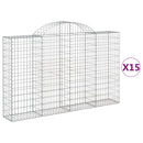 vidaXL 15 db íves horganyzott vas gabion kosár 200x30x120/140 cm