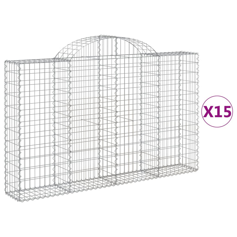 vidaXL 15 db íves horganyzott vas gabion kosár 200x30x120/140 cm