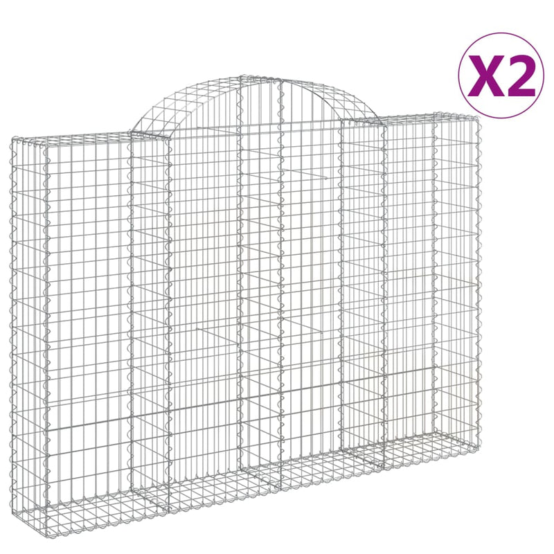 vidaXL 2 db íves horganyzott vas gabion kosár 200x30x140/160 cm