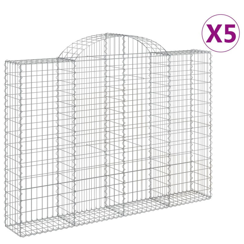 vidaXL 5 db íves horganyzott vas gabion kosár 200x30x140/160 cm