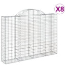 vidaXL 8 db íves horganyzott vas gabion kosár 200x30x140/160 cm