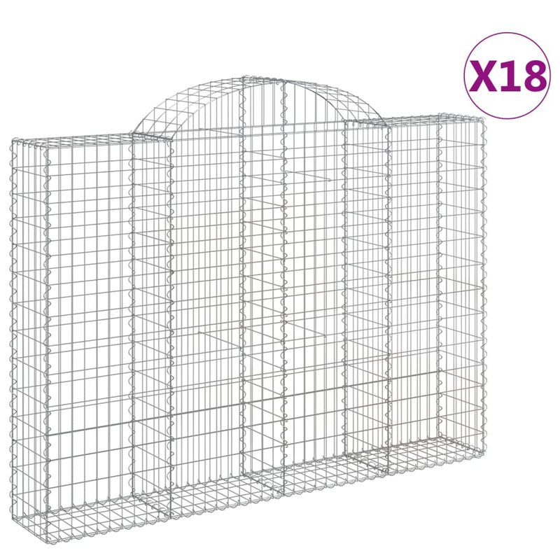 vidaXL 18 db íves horganyzott vas gabion kosár 200x30x140/160 cm