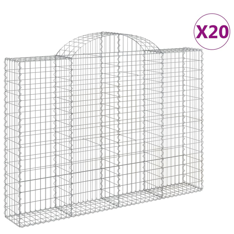 vidaXL 20 db íves horganyzott vas gabion kosár 200x30x140/160 cm