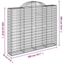 vidaXL 2 db íves horganyzott vas gabion kosár 200x30x160/180 cm