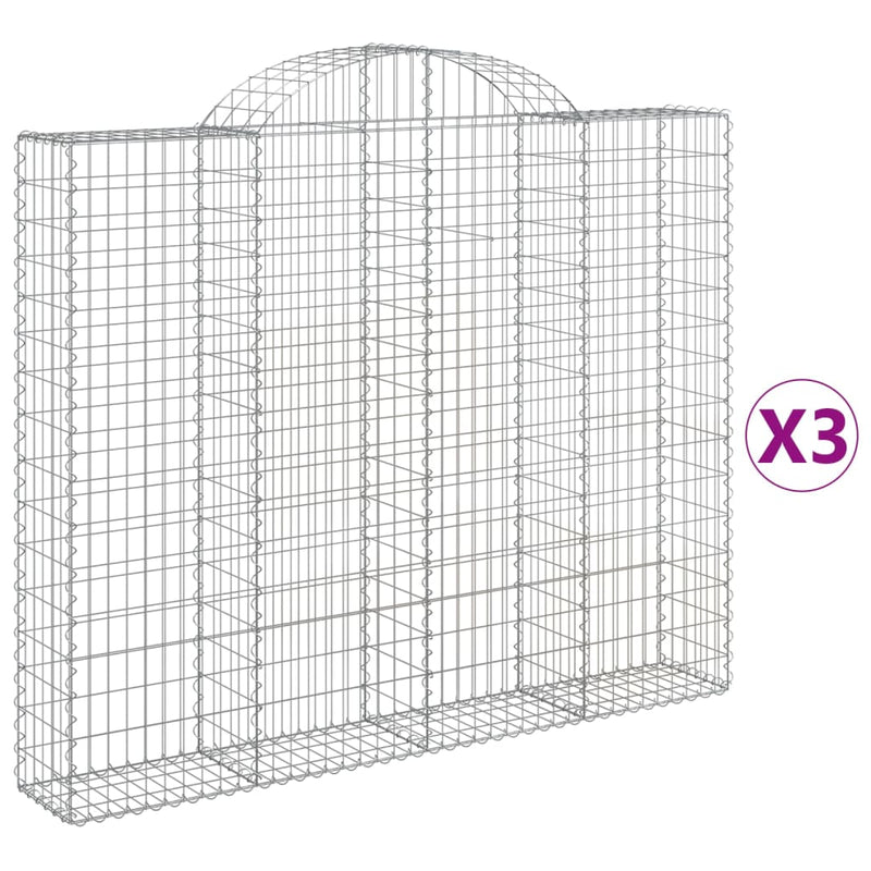 vidaXL 3 db íves horganyzott vas gabion kosár 200x30x160/180 cm