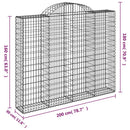 vidaXL 3 db íves horganyzott vas gabion kosár 200x30x160/180 cm