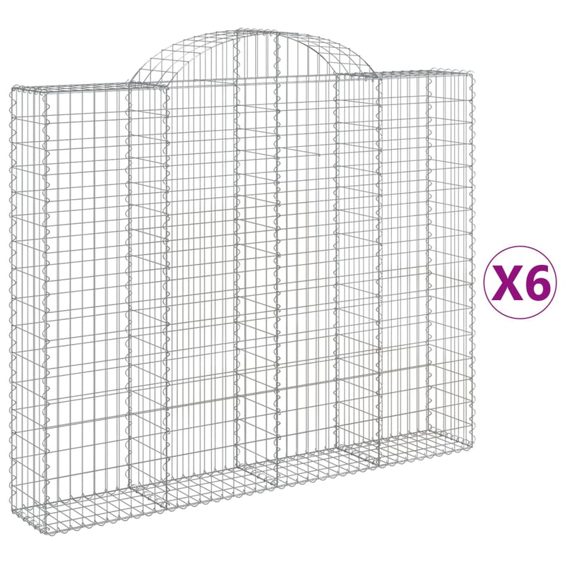 vidaXL 6 db íves horganyzott vas gabion kosár 200x30x160/180 cm