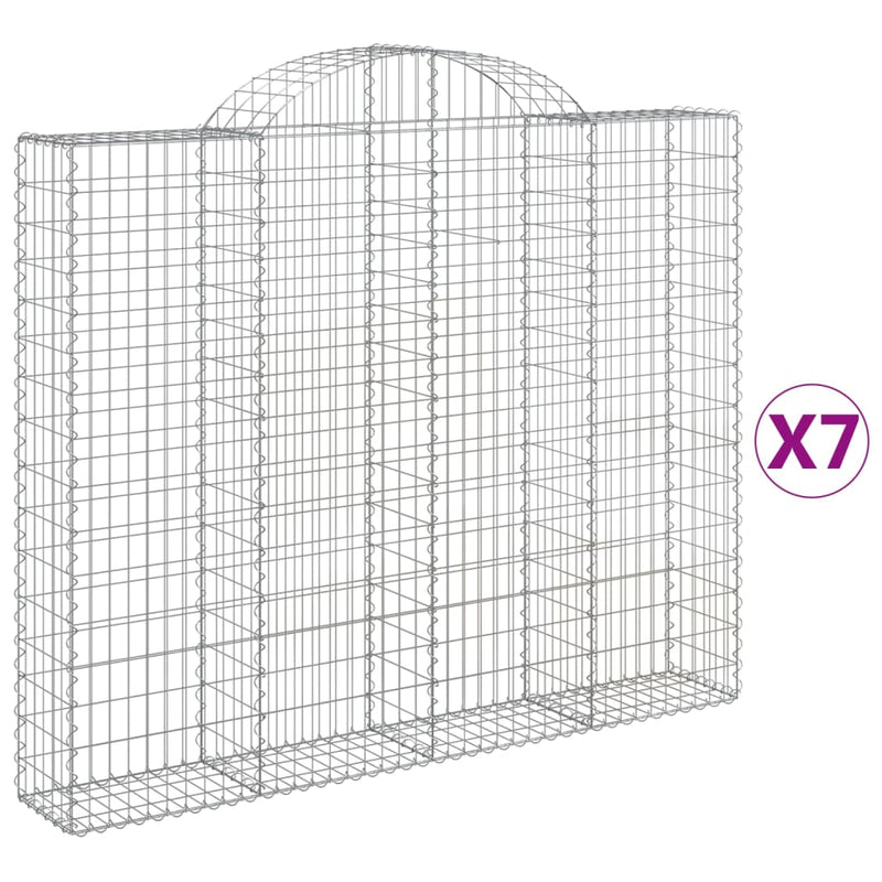 vidaXL 7 db íves horganyzott vas gabion kosár 200x30x160/180 cm