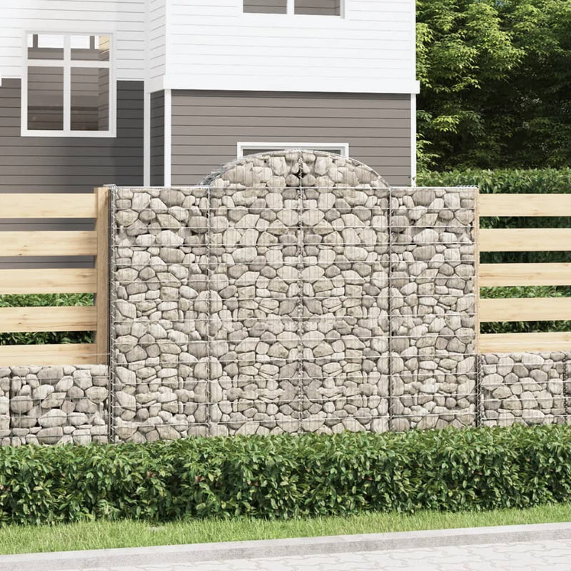 vidaXL 7 db íves horganyzott vas gabion kosár 200x30x160/180 cm