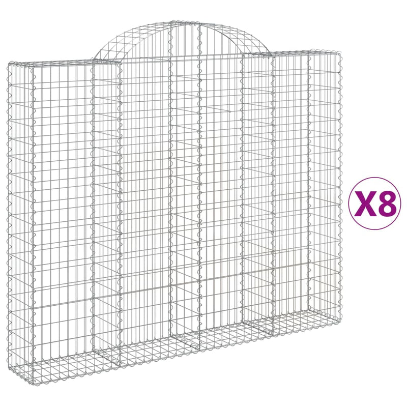 vidaXL 8 db íves horganyzott vas gabion kosár 200x30x160/180 cm