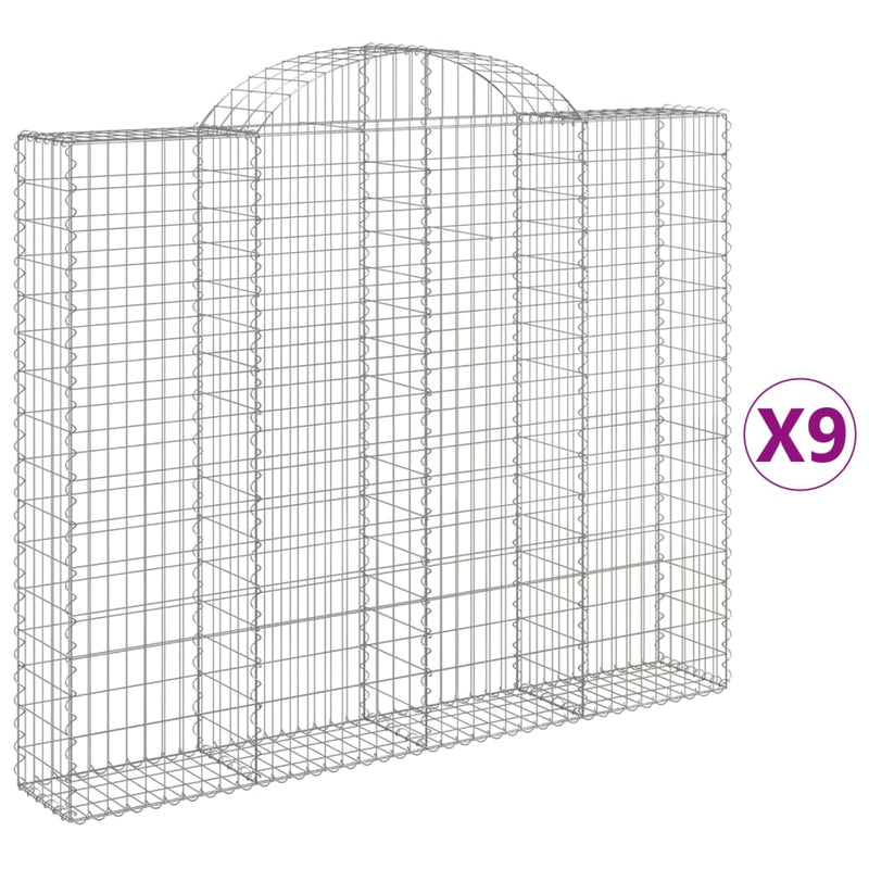 vidaXL 9 db íves horganyzott vas gabion kosár 200x30x160/180 cm