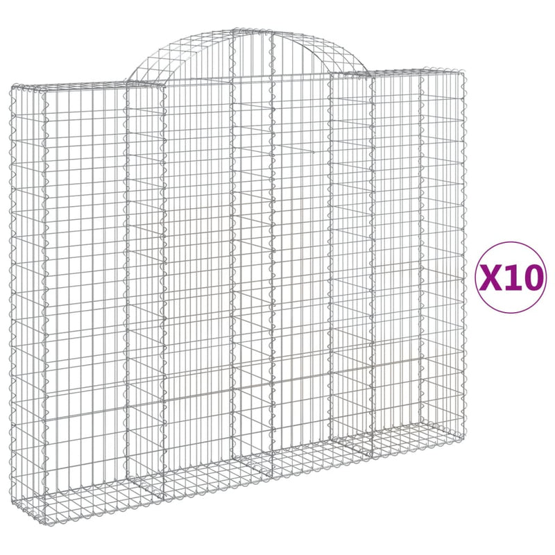 vidaXL 10 db íves horganyzott vas gabion kosár 200x30x160/180 cm