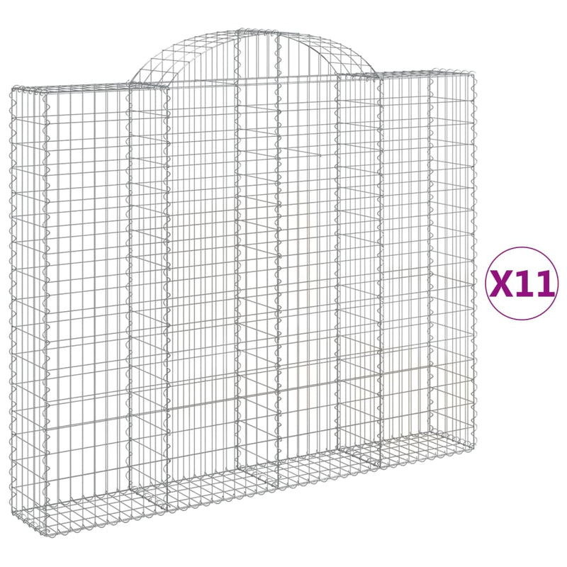 vidaXL 11 db íves horganyzott vas gabion kosár 200x30x160/180 cm