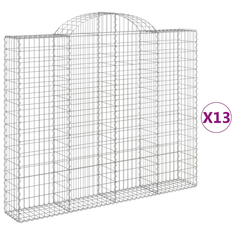 vidaXL 13 db íves horganyzott vas gabion kosár 200x30x160/180 cm