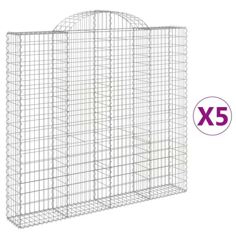 vidaXL 5 db íves horganyzott vas gabion kosár 200x30x180/200 cm