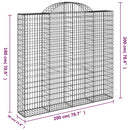 vidaXL 6 db íves horganyzott vas gabion kosár 200x30x180/200 cm