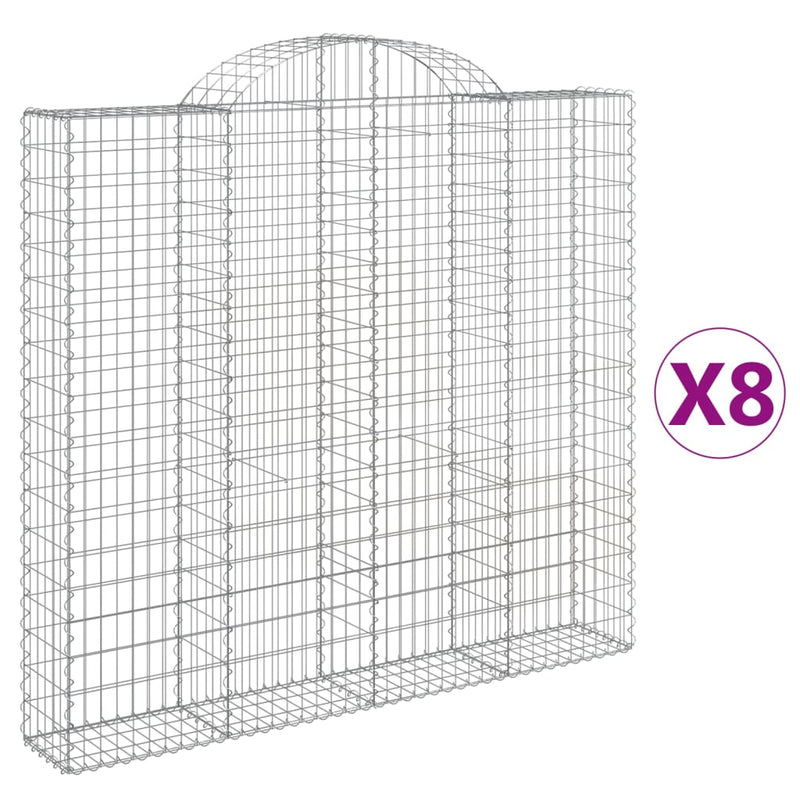 vidaXL 8 db íves horganyzott vas gabion kosár 200x30x180/200 cm