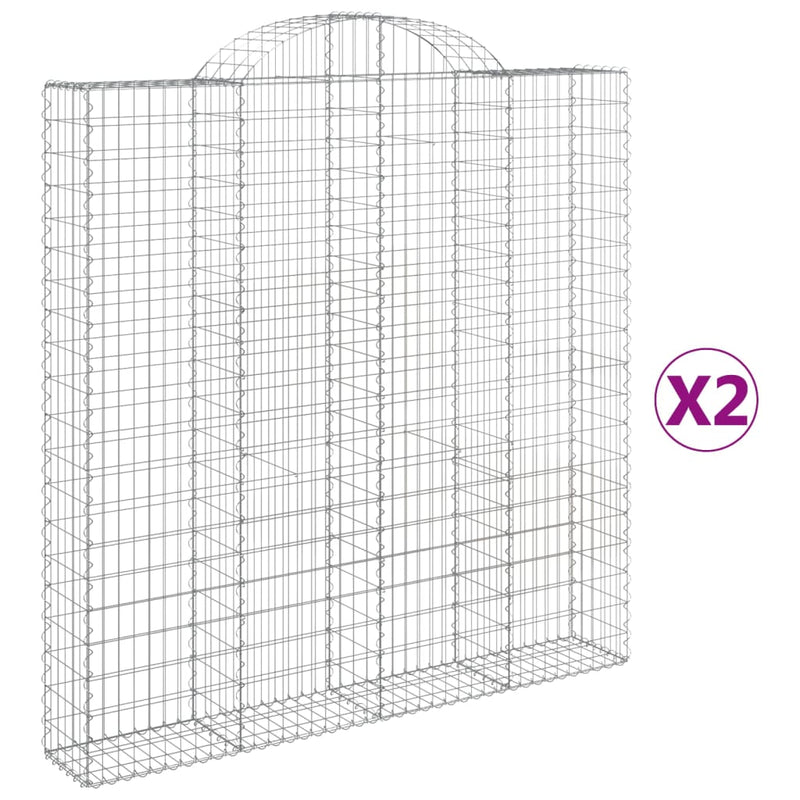 vidaXL 2 db íves horganyzott vas gabion kosár 200 x 30 x 200/220 cm