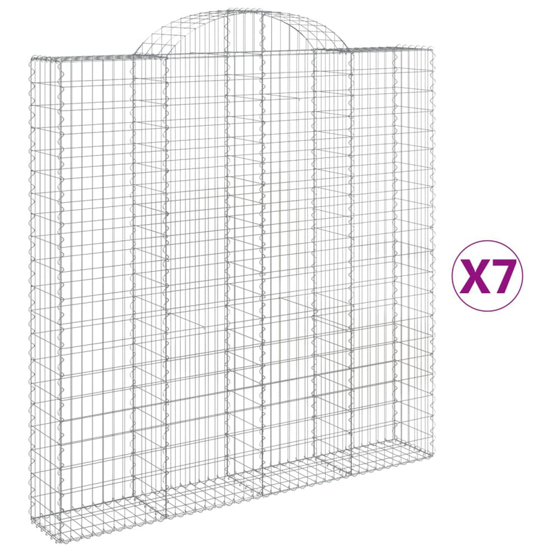 vidaXL 7 db íves horganyzott vas gabion kosár 200x30x200/220 cm