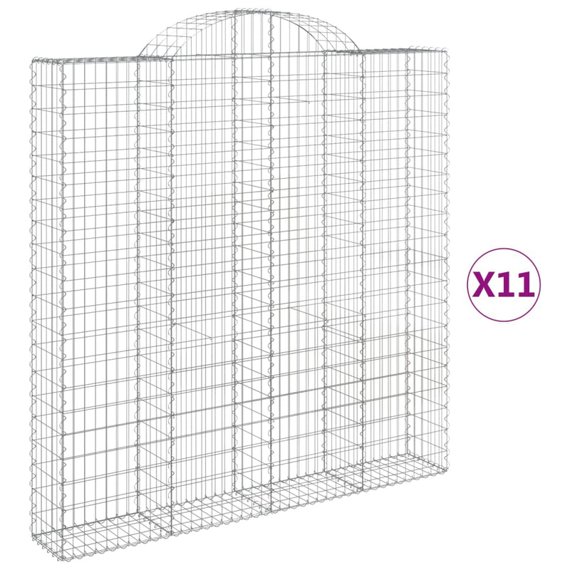 vidaXL 11 db íves horganyzott vas gabion kosár 200x30x200/220 cm