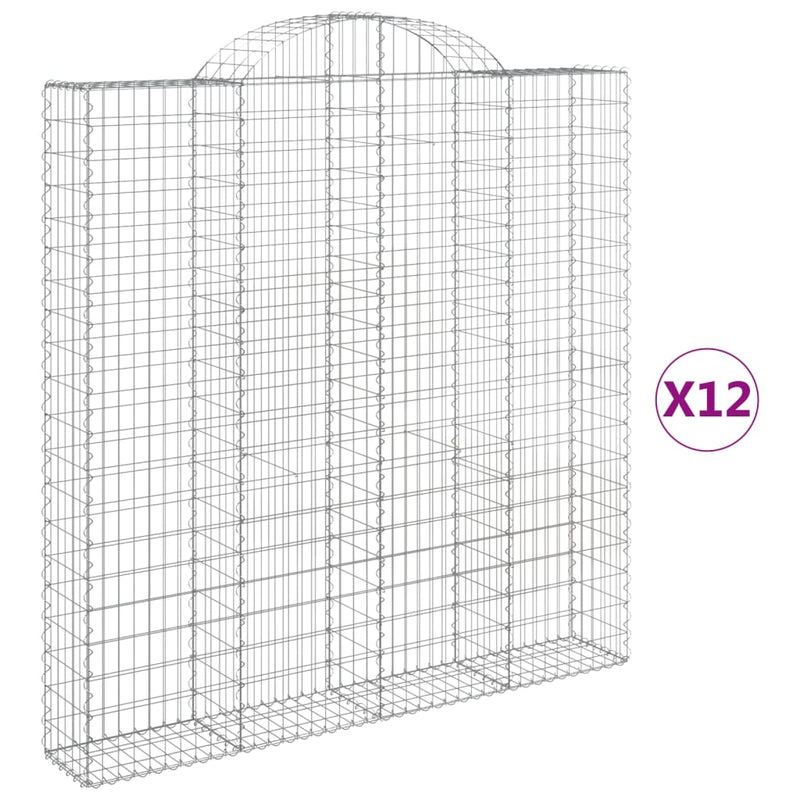 vidaXL 12 db íves horganyzott vas gabion kosár 200x30x200/220 cm