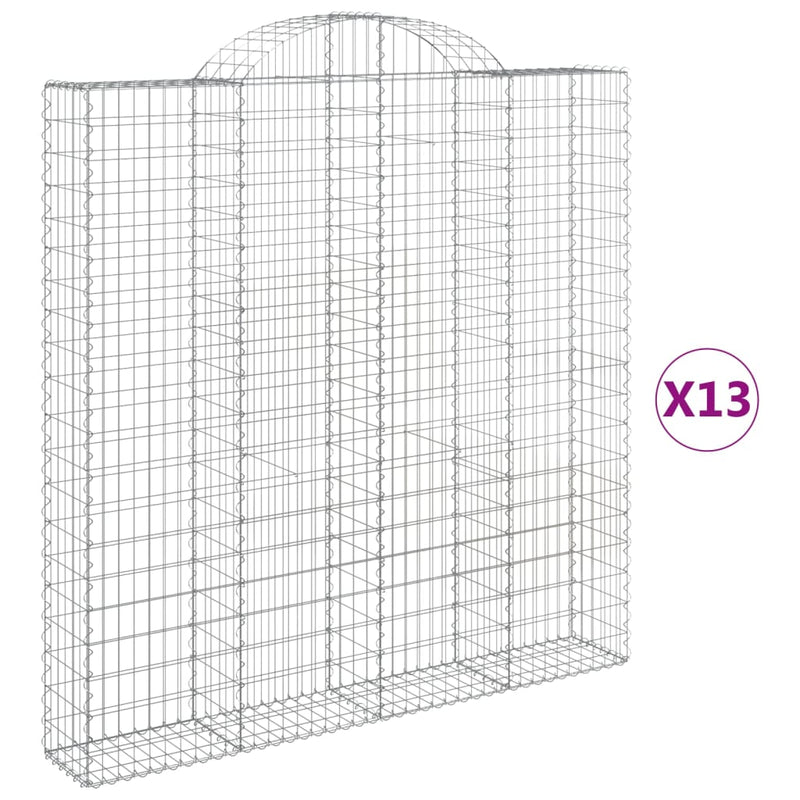 vidaXL 13 db íves horganyzott vas gabion kosár 200x30x200/220 cm