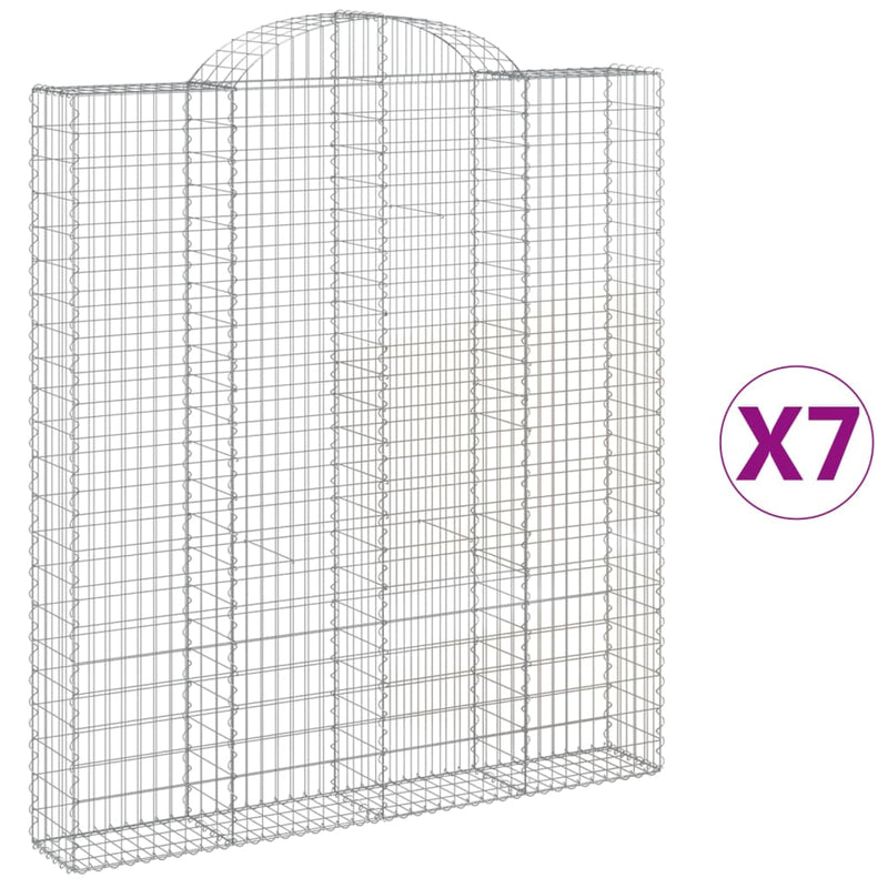 vidaXL 7 db íves horganyzott vas gabion kosár 200x30x220/240 cm