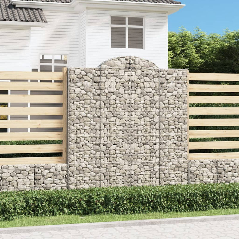 vidaXL 7 db íves horganyzott vas gabion kosár 200x30x220/240 cm