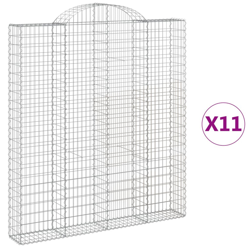 vidaXL 11 db íves horganyzott vas gabion kosár 200x30x220/240 cm